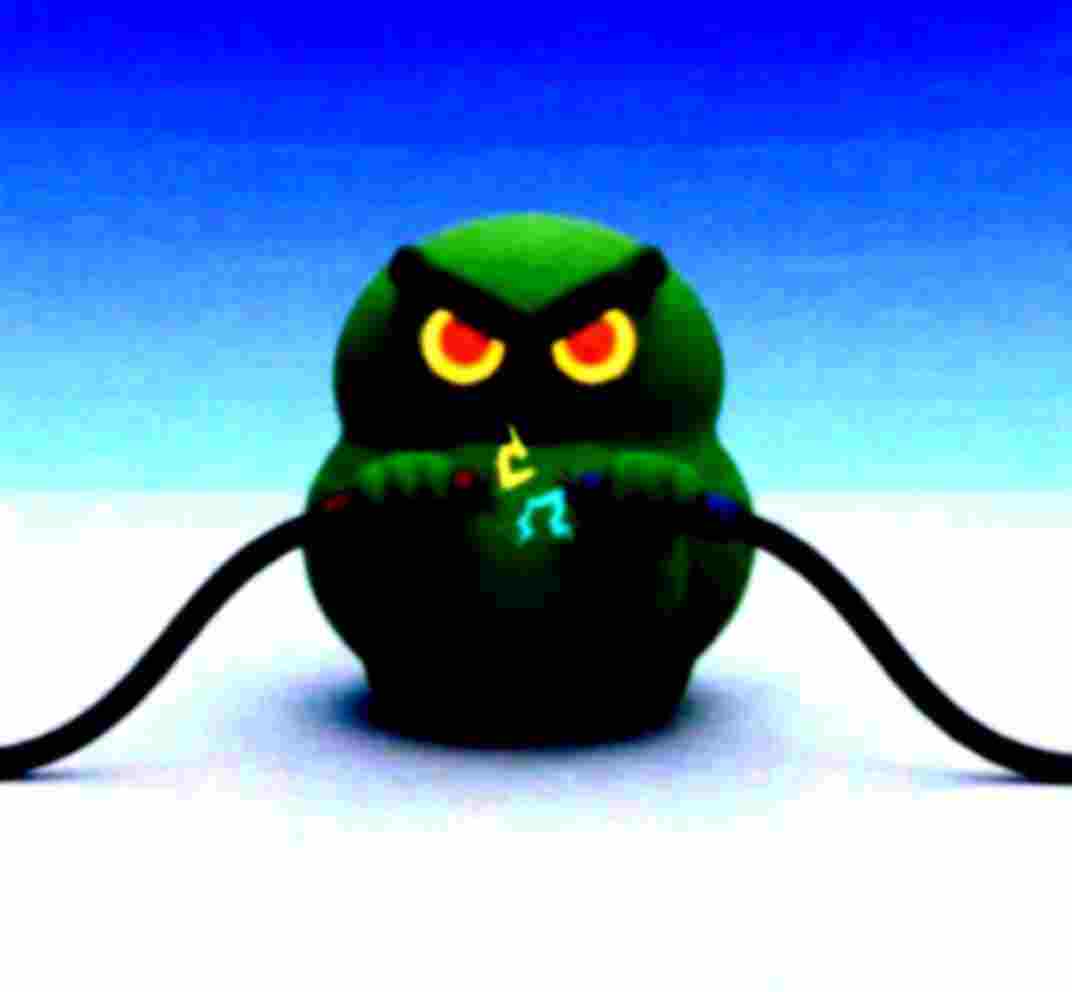 Frogger mascot holding two live wires